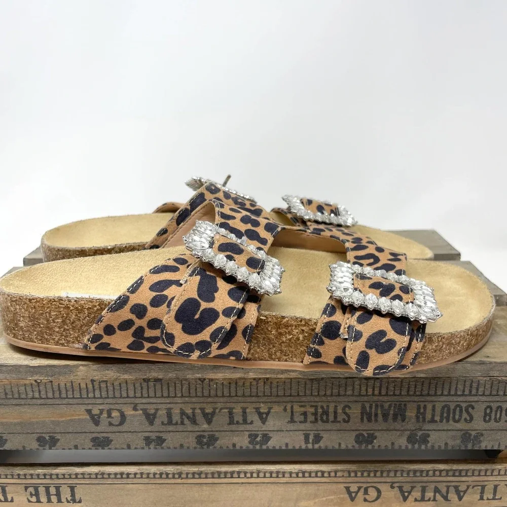 Steven New York Leopard Print Somers Rhinestone Sandal Size 6.5